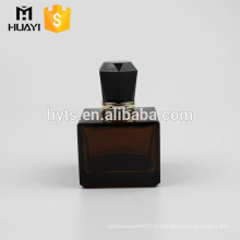 Bouteille de verre vide de parfum carré noir de 100ml